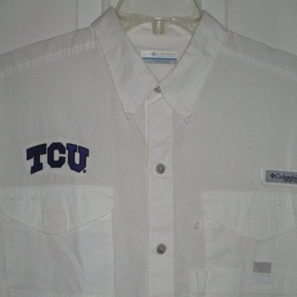 Columbia PFG Mens S/S "T.C.U." White Cotton 4 Pocket Vented Back Fishing Shirt-L - Picture 3 of 4